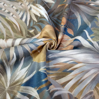 Tropicana Delight Multicolor Pastel Teal Blue Palm Floral Curtain 4