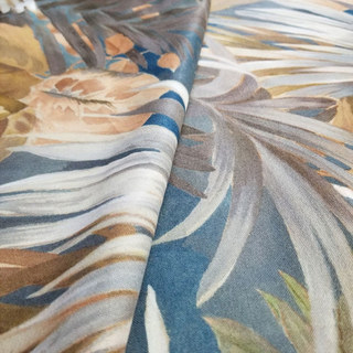 Tropicana Delight Multicolor Pastel Teal Blue Palm Floral Curtain 3