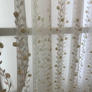 Floral Fantasy Embroidered Scallop Edged Ivory White Sheer Curtain 2