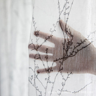 Inked Branches Black and White Floral Sheer Curtains 3