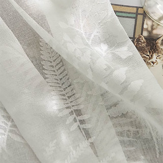 Whispering Leaves Ivory White Floral Sheer Curtain 3
