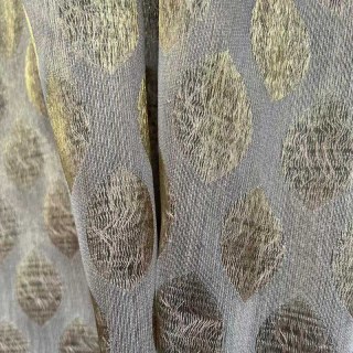 Ethereal Leaf Luxury Jacquard Gold Geometric Dotted Sheer Curtains 1