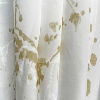 Painted Veil Abstract Watercolor Ivory White and Gold Floral Sheer Curtains 2