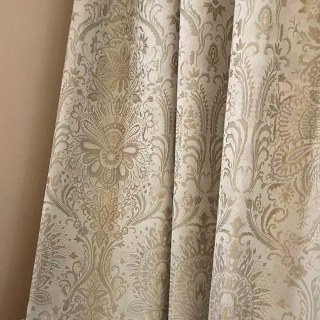 Ritz Luxury Jacquard Brocade Cream Gold Damask Floral Curtain 1
