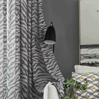 Zebra Black and Gray Animal Print Sheer Curtains