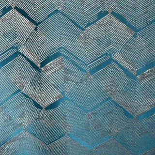 Zigzag Symphony Chevron Teal Blue Faux Silk Modern Geometric Curtains 6