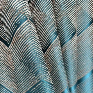 Zigzag Symphony Chevron Teal Blue Faux Silk Modern Geometric Curtains 4