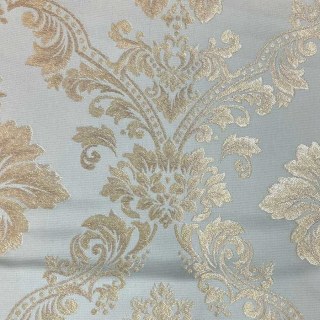 Elite Luxury Jacquard Cream Gold Faux Silk Damask Floral Curtain