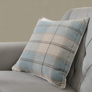 Cosy Plaid Check Light Blue Chenille Curtain 8