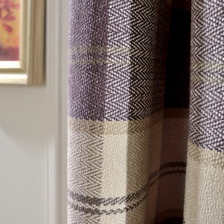 Cosy Plaid Check Light Purple Chenille Curtain 5