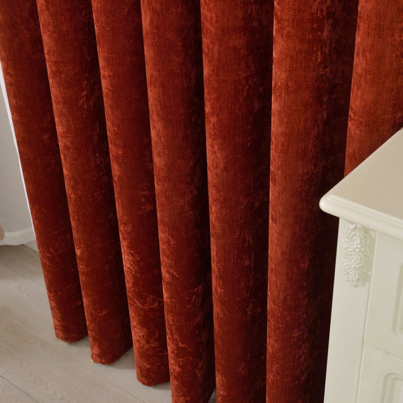 Luxury Terracotta Colour Chenille Curtain