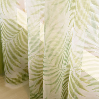 Palm Tree Leaves Green Sheer Voile Curtain 2