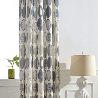 Infinity Blue Grey Modern Geometric Patterned Curtain 1