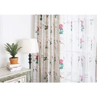 Misty Meadow Rose And Bird Ivory Sheer Voile Curtain 4