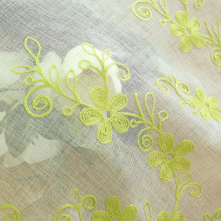 Touch Of Grace Embroidered Lime Green Flower Voile Curtain 5