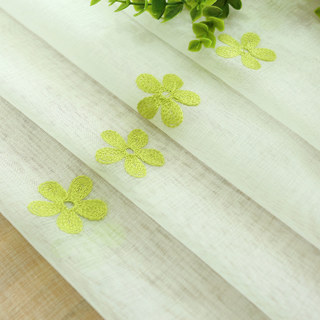 Touch Of Grace Embroidered Lime Green Flower Voile Curtain 6