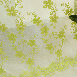 Touch Of Grace Embroidered Lime Green Flower Voile Curtain 8