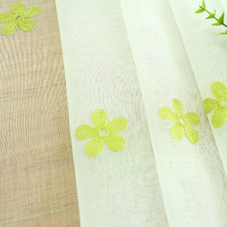 Touch Of Grace Embroidered Lime Green Flower Voile Curtain 7