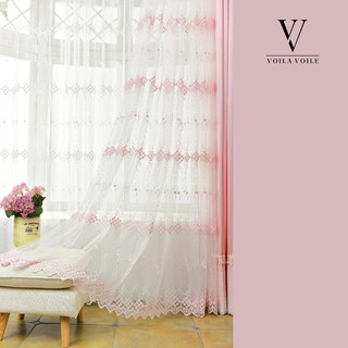 Small Great Things Pink Flower Embroidered Sheer Curtain 6