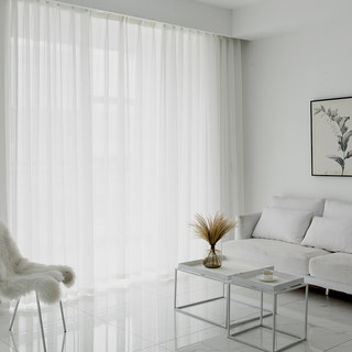Clarity Ivory White Striped Sheer Voile Curtains 3