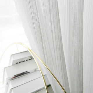 Clarity Ivory White Striped Sheer Voile Curtains 1
