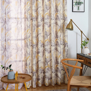 Swaying In The Breeze Brown Palm Tree Leaf Voile Sheer Curtain 2