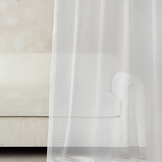 Tide Luxury Horizontal Striped White Voile Curtain