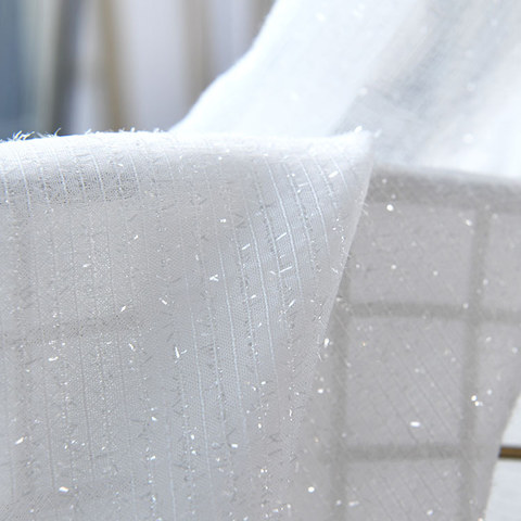 Twinkling Stars Glitter White Sheer Voile Curtain 1