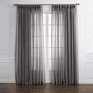 Daytime Textured Weaves Charcoal Light Grey Sheer Voile Curtain