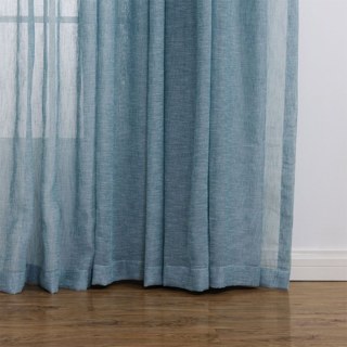 Daytime Textured Weaves Dusky Blue Sheer Voile Curtain 4