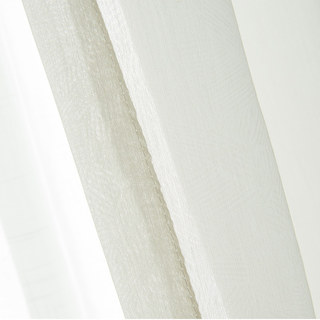 Lino Textured Cream White Sheer Voile Curtain 4