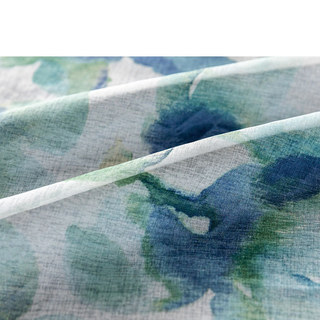 Blue Watercolour Flowers Painting Effect Print Floral Sheer Voile Curtains 3