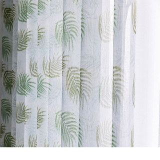 Fern Forest Printed Green Leaf Sheer Voile Curtain