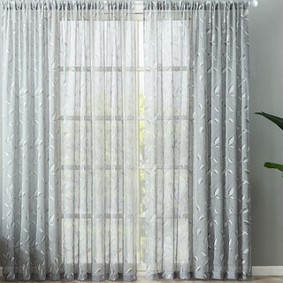 Misty Meadow Grey Branches Sheer Voile Curtain 2