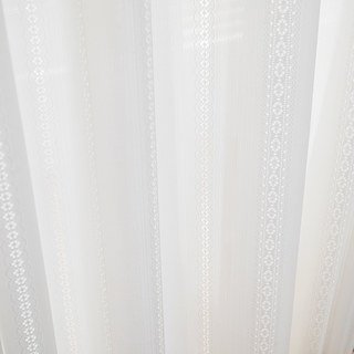 Japanese Lace Ivory Hollowed Stripes Sheer Voile Curtain 6