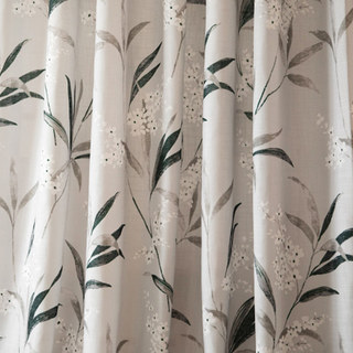 Bringing the Garden Indoors Light Grey Bamboo Floral Jute Style Curtain