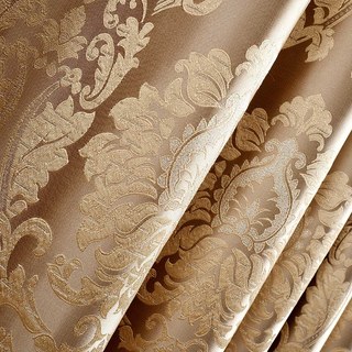 Demure Florals Damask Jacquard Brown Curtain 9