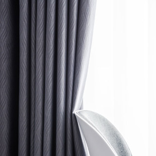 Superthick Willow Leaves Light Grey 100% Blackout Curtain 15
