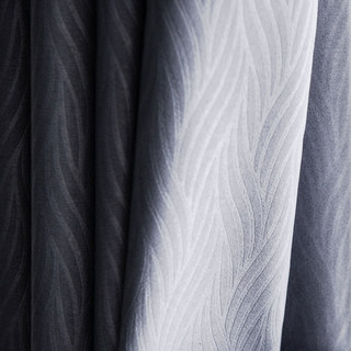 Superthick Willow Leaves Light Grey 100% Blackout Curtain 16