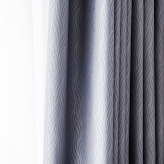Superthick Willow Leaves Light Grey 100% Blackout Curtain 17