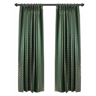 The Roaring Twenties Luxury Art Deco Shell Patterned Dark Green & Gold Curtain 2