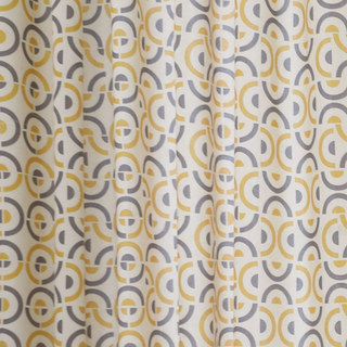 Circle of Life Modern Yellow & Grey Geometric Pattern Cotton Blend Curtain 6