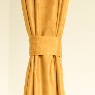 Velvety Faux Suede Mustard Yellow Curtain 5