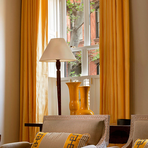 Velvety Faux Suede Mustard Yellow Curtain 1