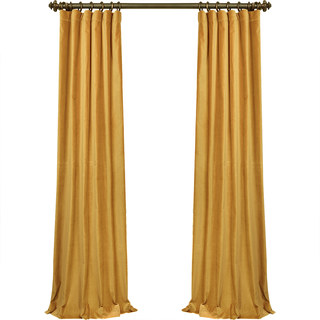 Velvety Faux Suede Mustard Yellow Curtain 4