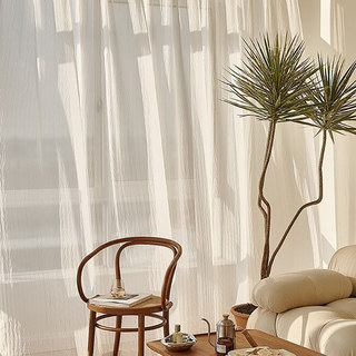 Ethereal Crinkle Crushed Rippling Heavy White Voile Curtain 3