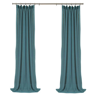 Tuscan Sun Sea Blue Textured Striped Heavy Semi Sheer Curtain 11