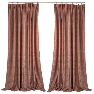 New Classics Luxury Damask Jacquard Terracotta Burnt Orange Rust Red Curtain 6