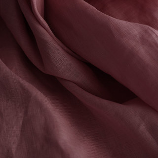 Wabi Sabi Pure Flax Linen Burgundy Heavy Semi Sheer Voile Curtain 3