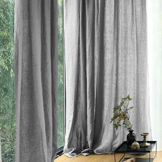 Wabi Sabi Pure Flax Linen Light Grey Heavy Semi Sheer Voile Curtain 3